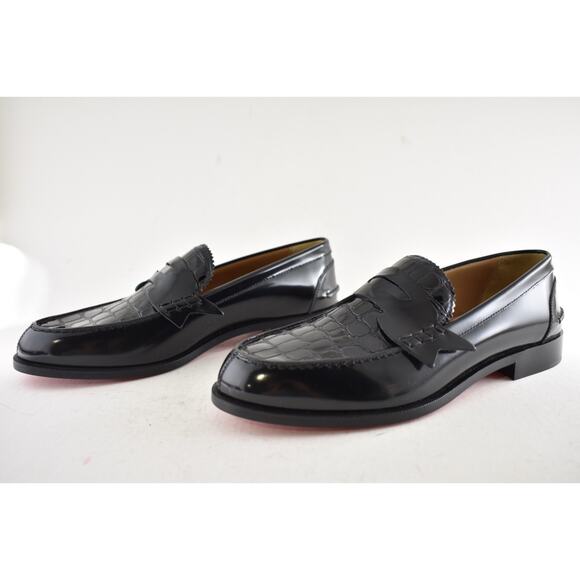 Christian Louboutin Penny Flat Black Croc Calf Leather Slip On Dress Loafer 42 9 main image 9
